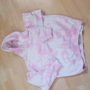 Backstitch Pink & White Tye Die Pullover Hoodie